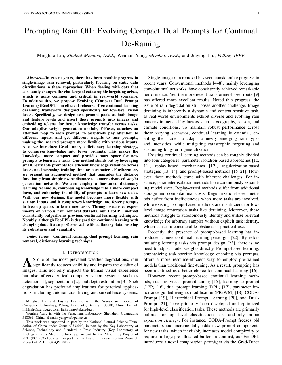 First page snapshot of the Prompting Rain Off paper